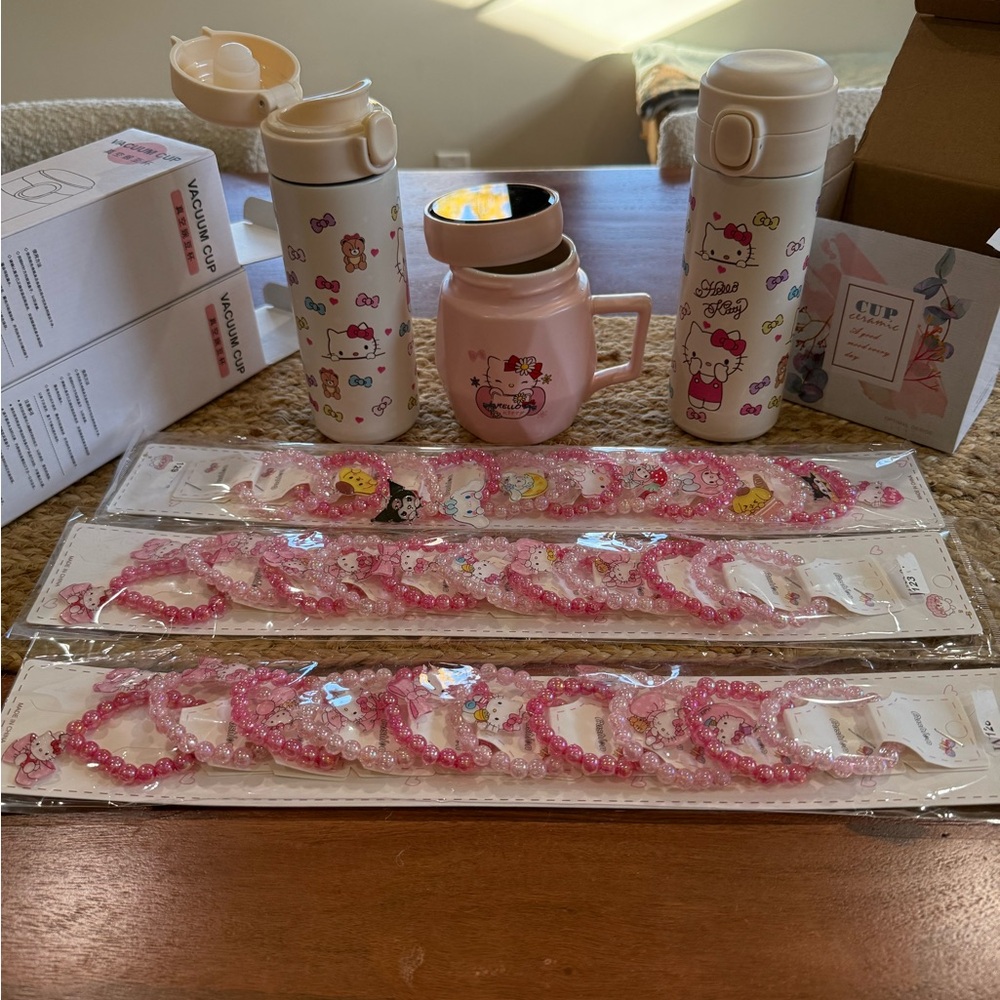 Hello Kitty Thermos and Mug Set with bonus 30 stretch bracelets Holiday Gifts